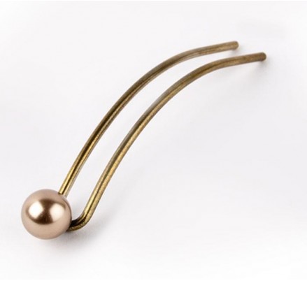 hair pin bronze with pearl 9 cm