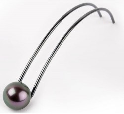 hair pin with pearl black silver old looking 13 cm